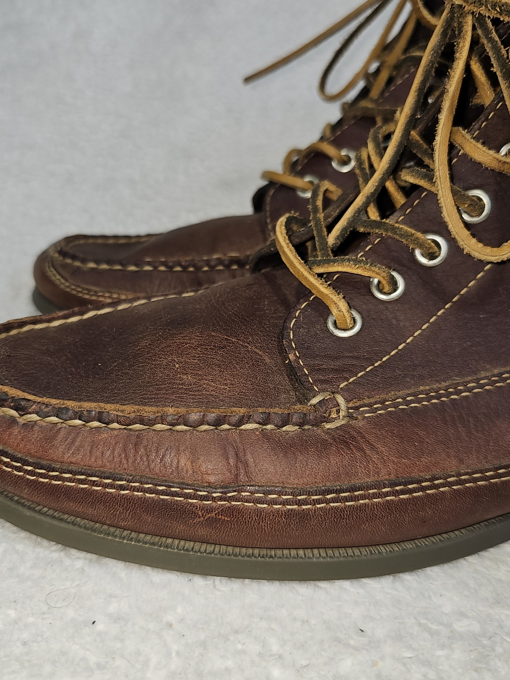 L.L. Bean Handsewn Moccasins, Ranger Moc Signature Leather Boots Men's 12 D. - Picture 3 of 16